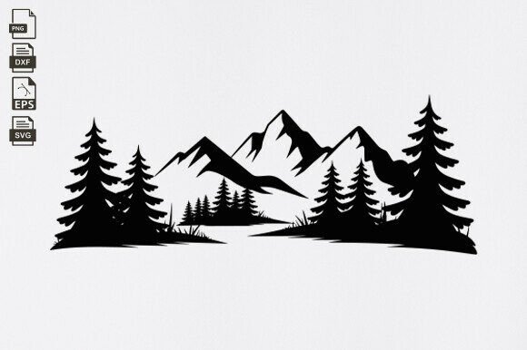 Download Nature Scene Svg, Trees, Mountain Forest - Premium Resources